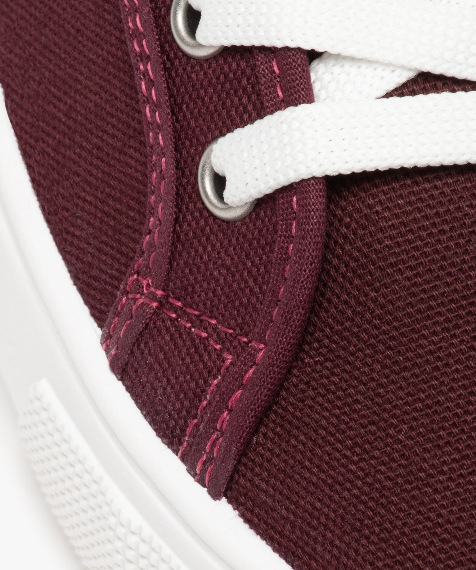 Baskets femme en toile unie à lacets rouge fonce | GEMO