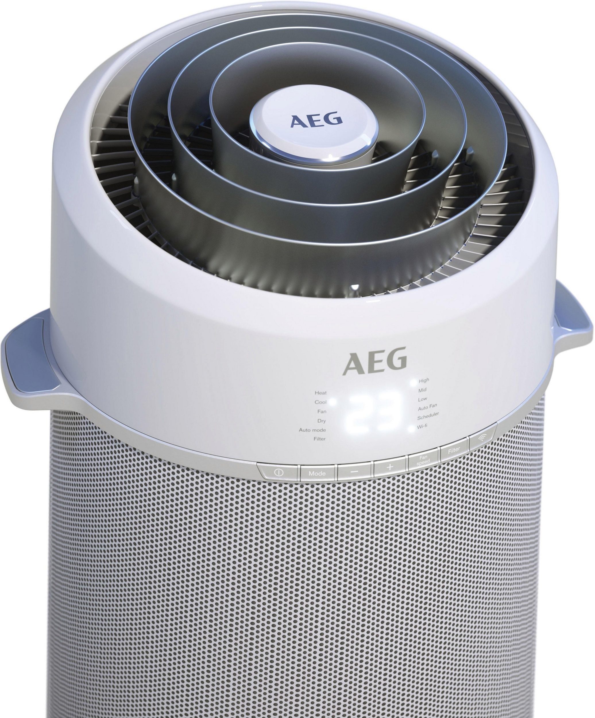 AEG Klimagerät PX71-265WT Eco mobile Klimaanlage spiralförmiger Luftstrom, Kühlen, Heizen, Ventilation, Entfeuchtung