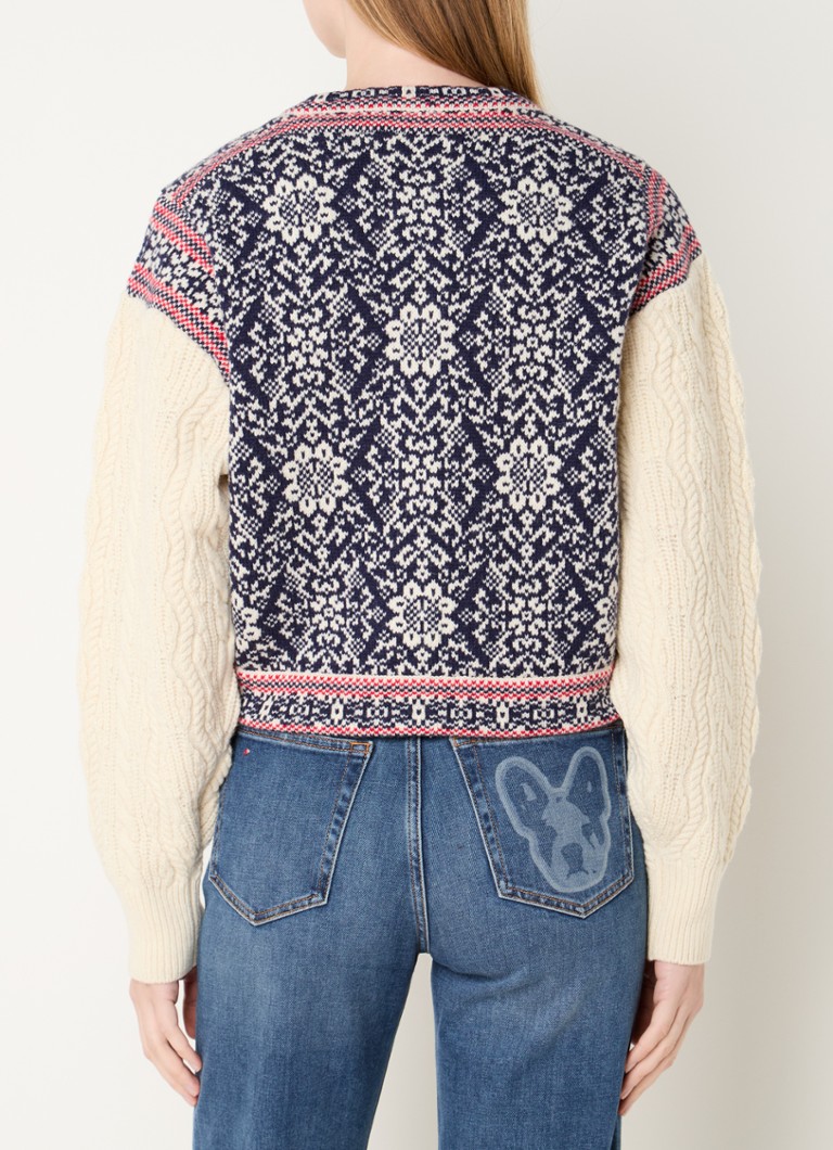 Claudie Pierlot  Mathias kabelgebreid vest van wol met ingebreid patroon