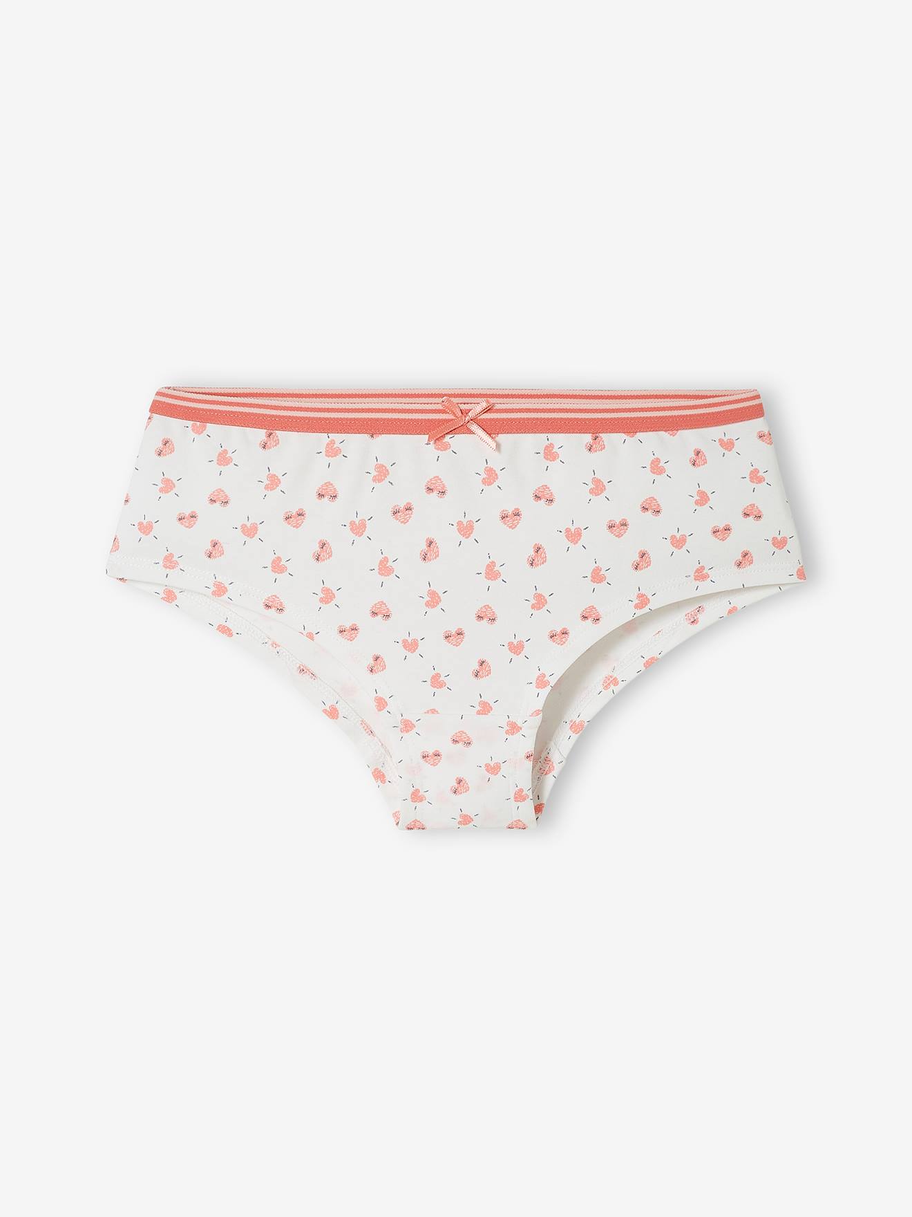 Lot de 5 shorties coeurs fille lot rose et blanc