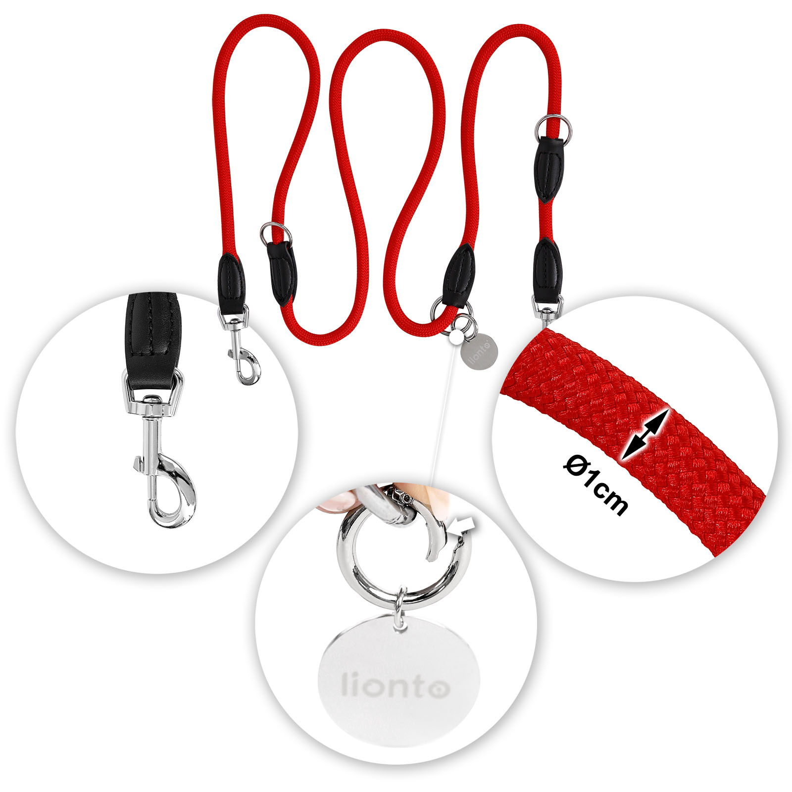 Lionto Hundeleinen Lionto verstellbare Hundeleine, Doppelleine rot