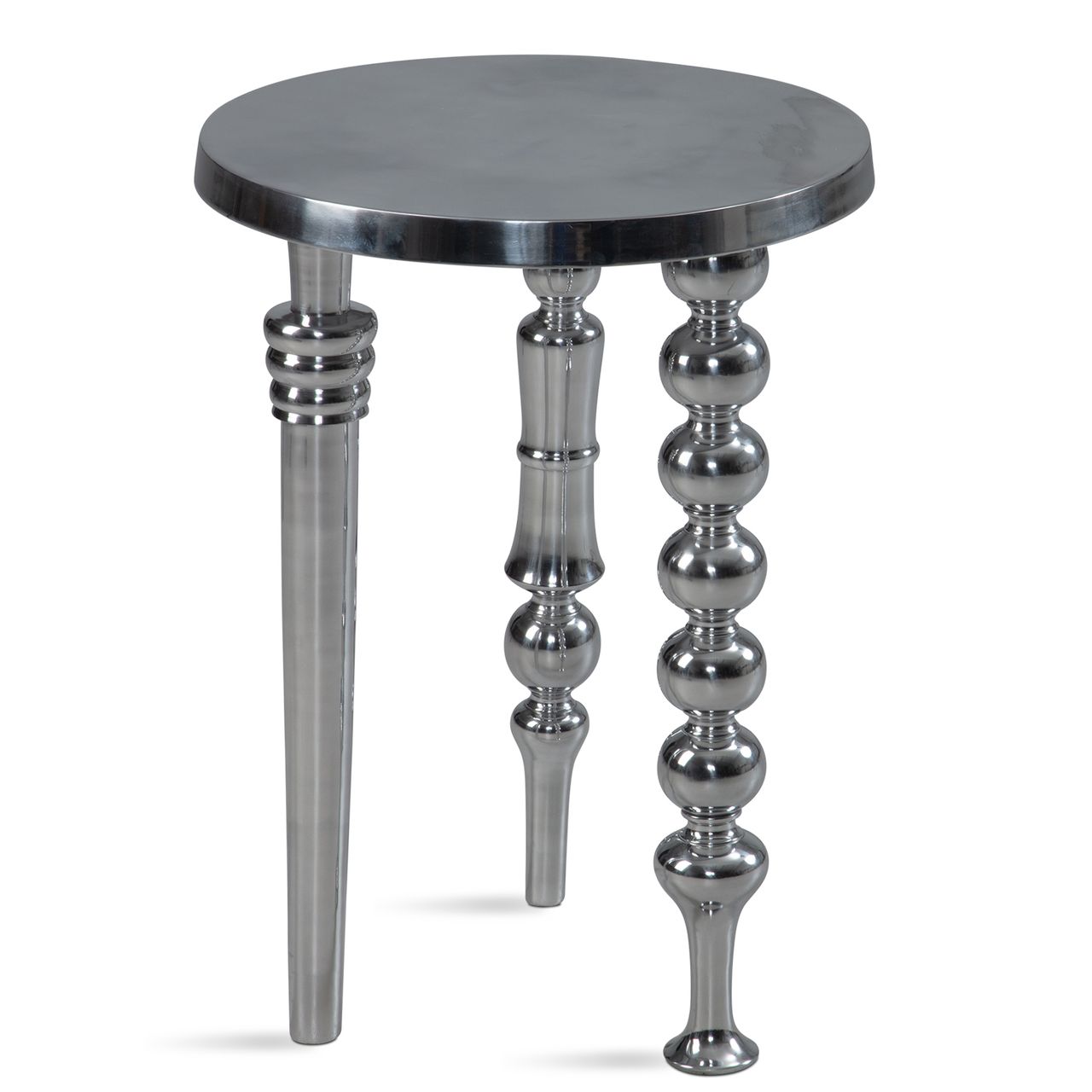 Wohnling Beistelltisch Metall Silber Sofatisch 44x44x63 cm Wohnzimmertisch Rund Abstelltisch Alu