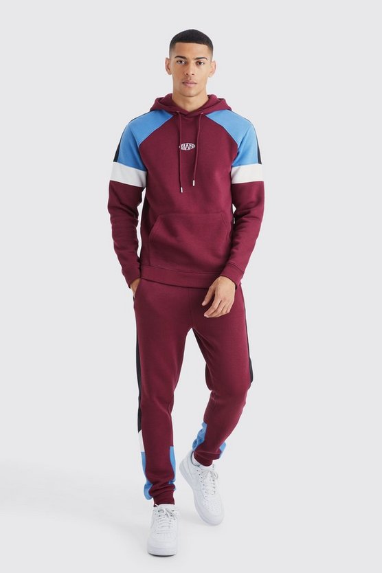 Man Slim-Fit Colorblock Trainingsanzug mit Kapuze