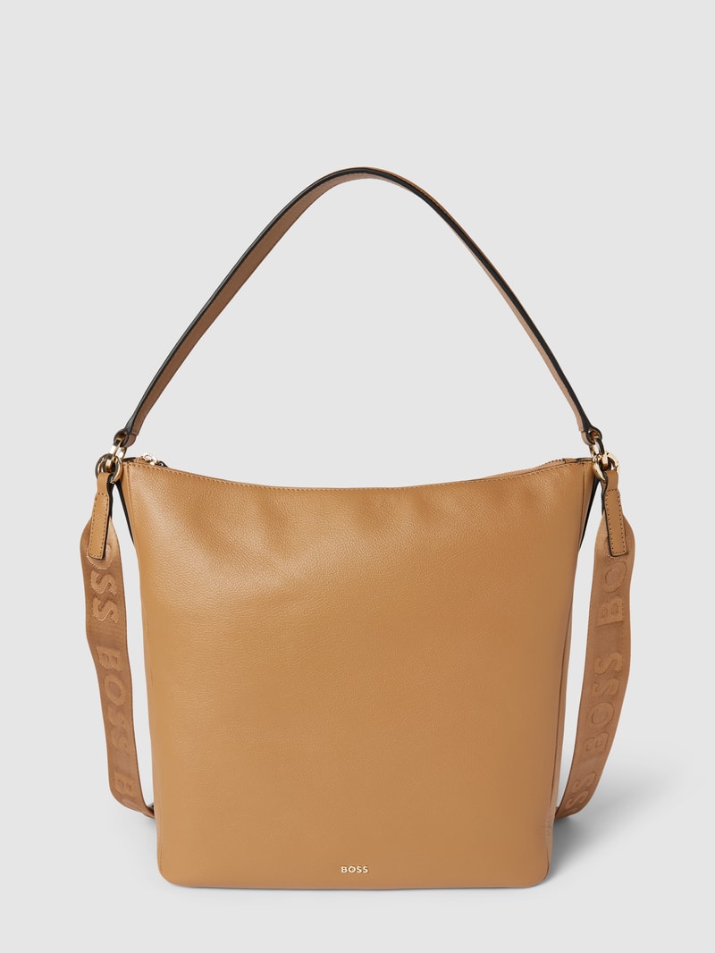 Hobo Bag mit Label-Applikation Modell 'Alyce' in camel