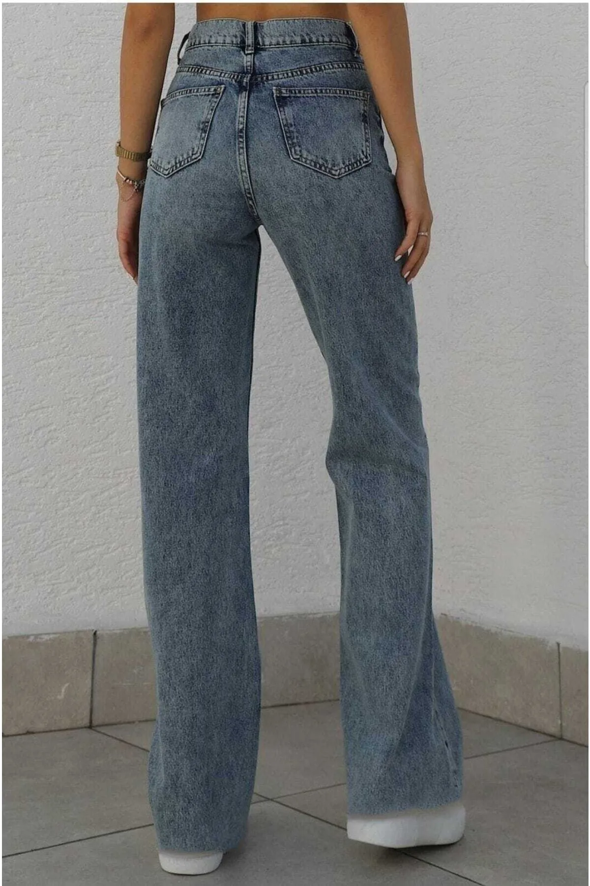modazoom  Blaue Snow-Wash-Palazzo-Hose für Damen mit superhoher Taille