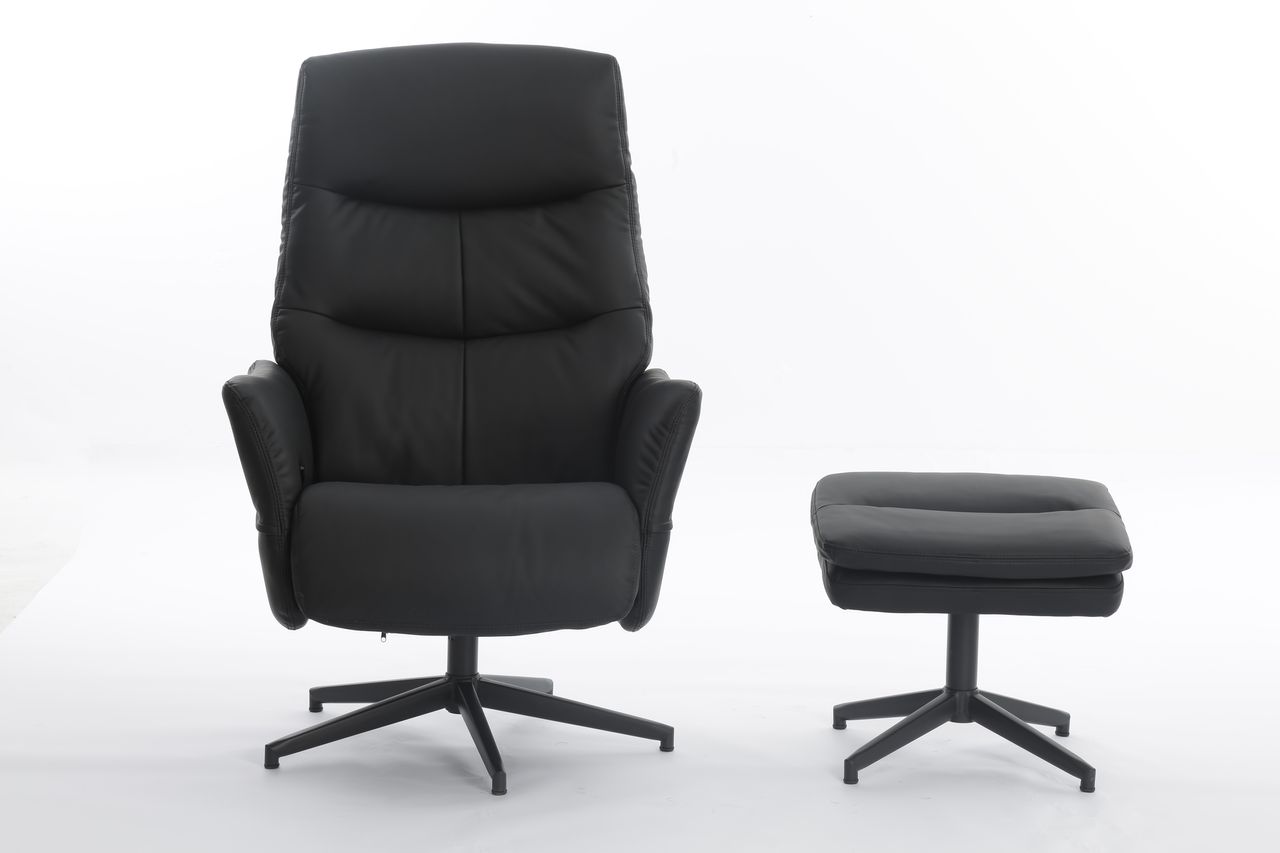 Happy Home Happy Home gepolsteter Relaxsessel mit Hocker HWP62-DGR dunkelgrau