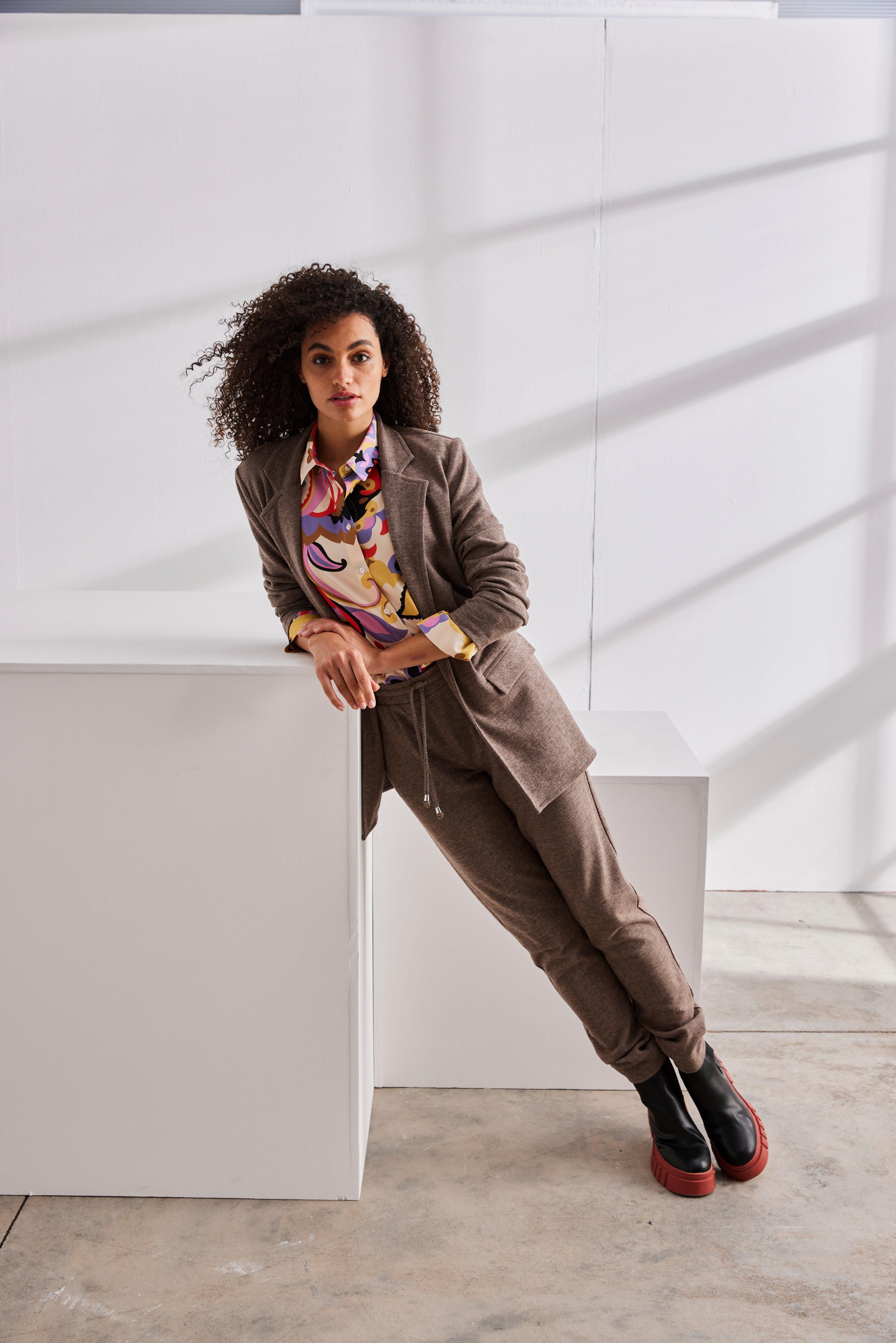 Aniston CASUAL Longblazer mit Fischgrat-Muster