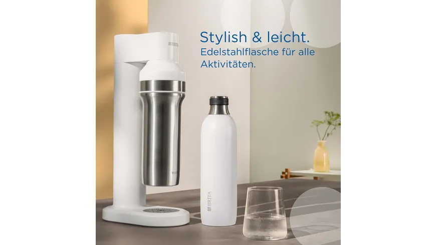 BRITA sodaTRIO Edelstahlflasche groß weiß 0,9l