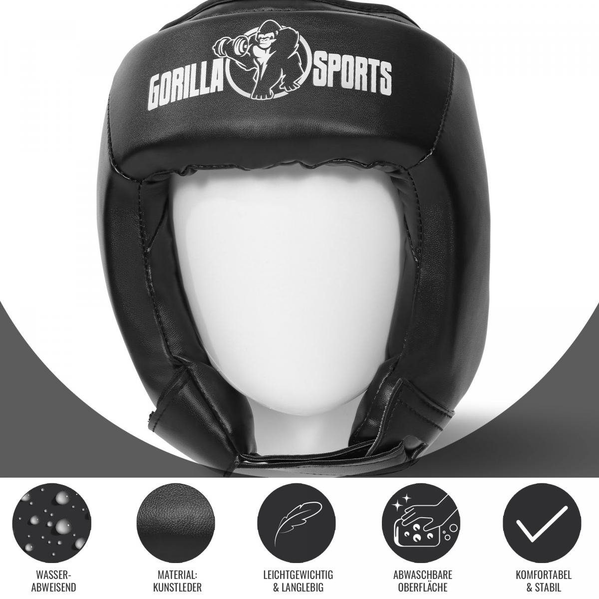 GORILLA SPORTS Kopfschutz Kopfschutz S - mit Klettverschluss und Schnürung, Kunstleder, Boxhelm (1-tlg)