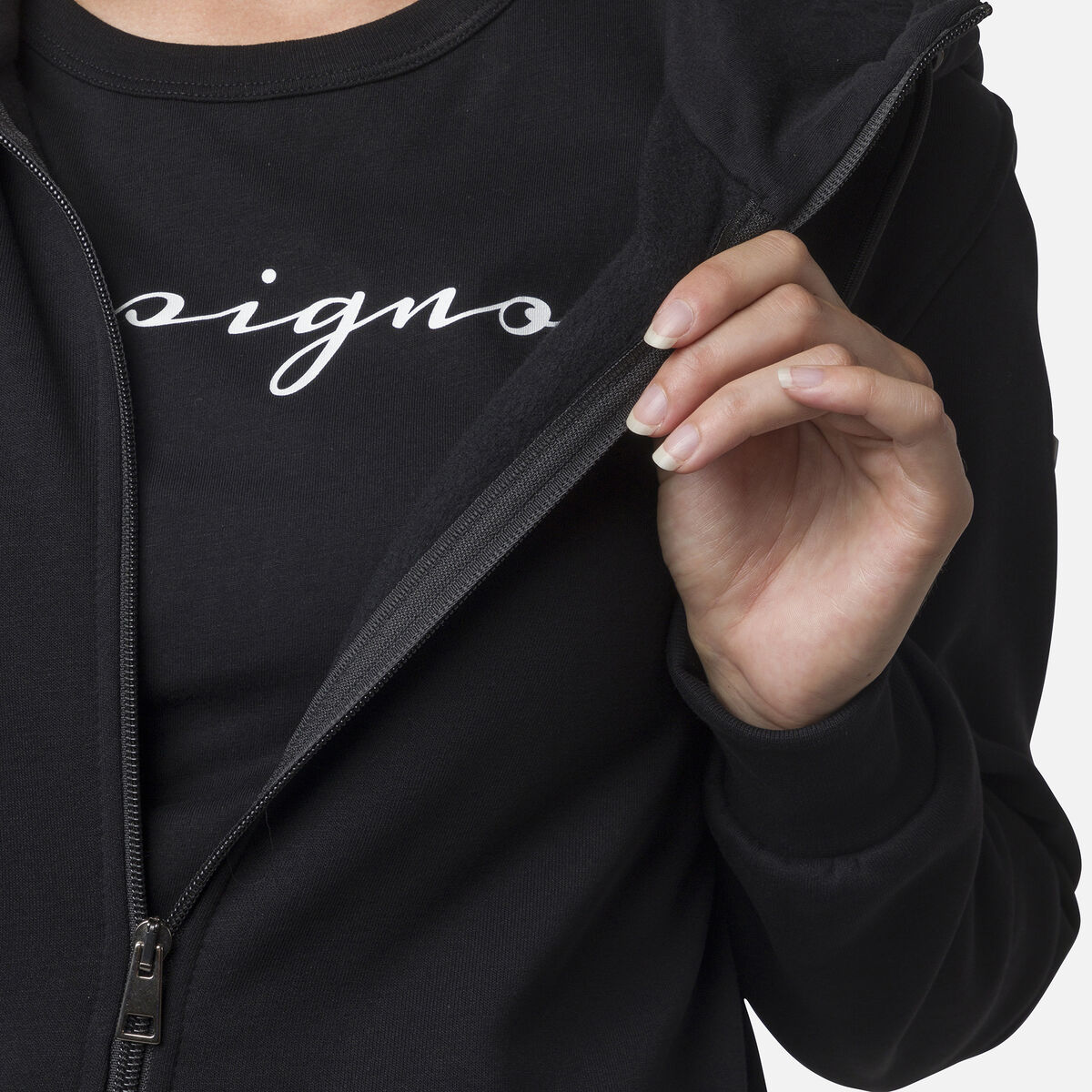 Logo Damensweatshirt mit Kapuze und durchgehendem Reißverschluss