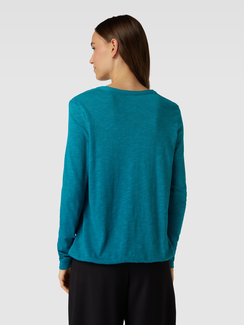 Blusenshirt mit V-Ausschnitt in petrol