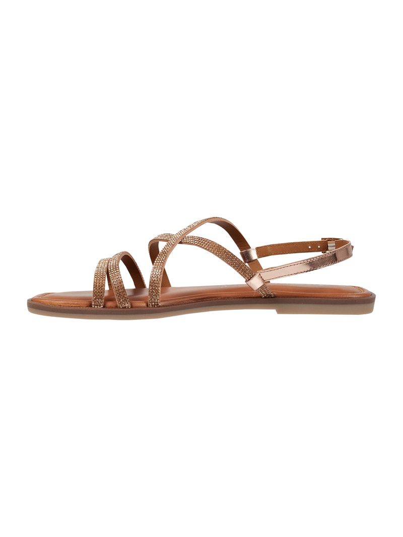 Sandalen mit Strasssteinen in kupfer