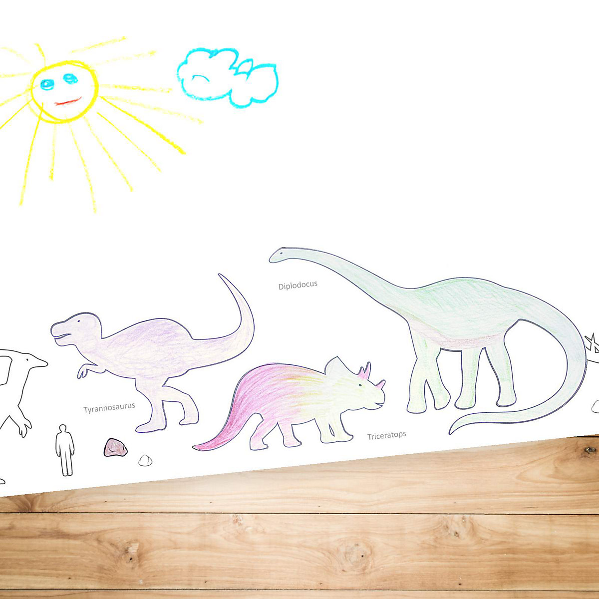 Papierunterlage A2 Schreibtischunterlage Dinosaurier zum ausmalen Schreibtischunterlagen