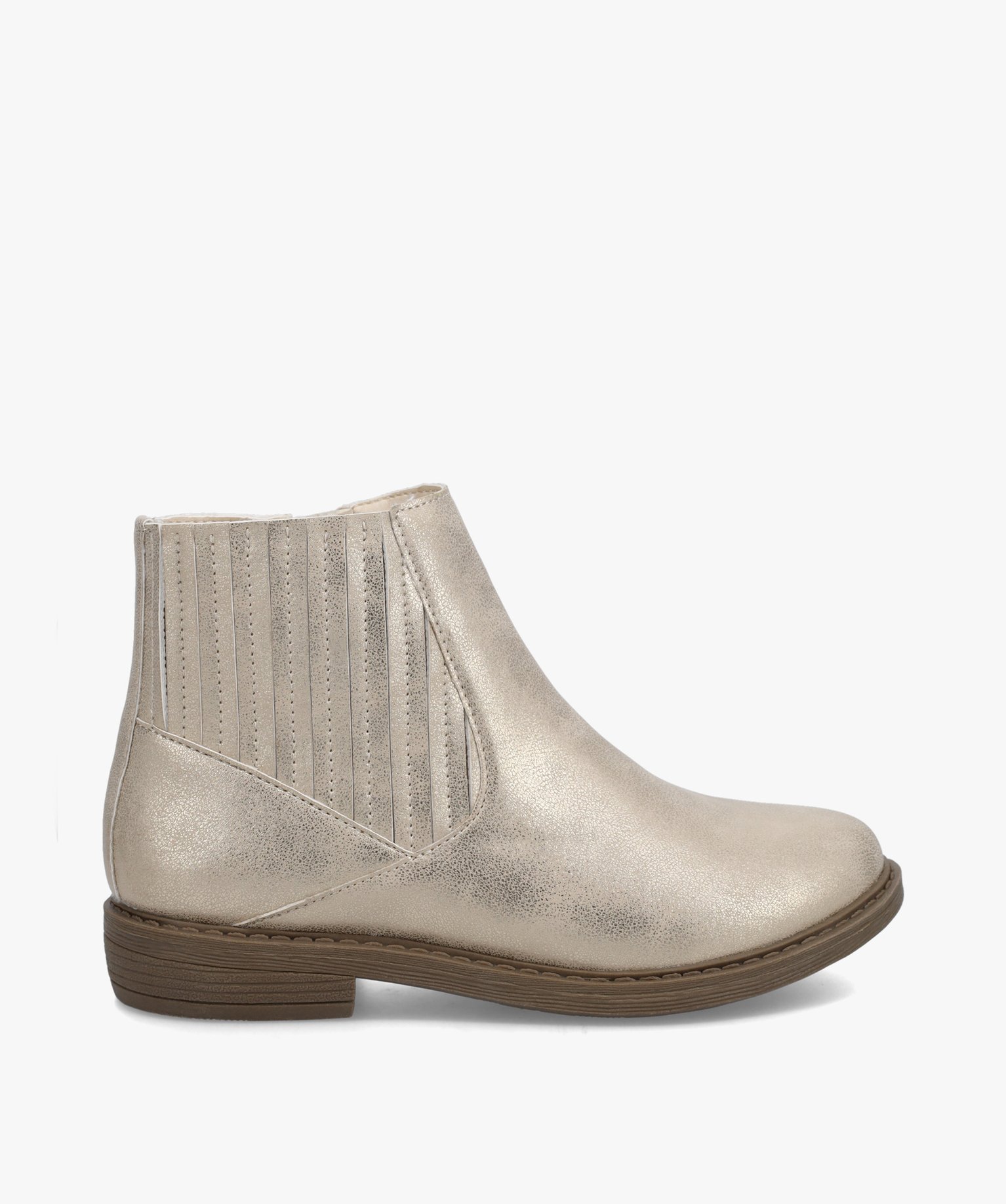 Boots filles à talon plat dessus uni métallisé or | GEMO