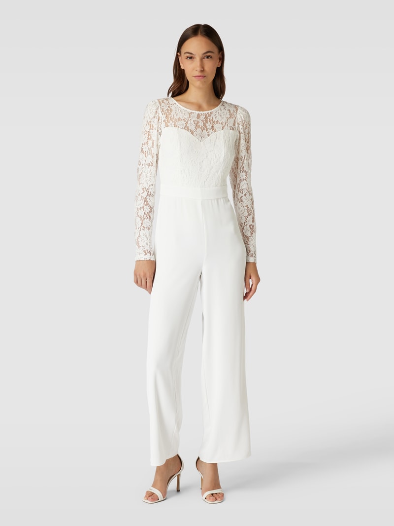 Jumpsuit mit Spitzenbesatz Modell 'NORA' in offwhite