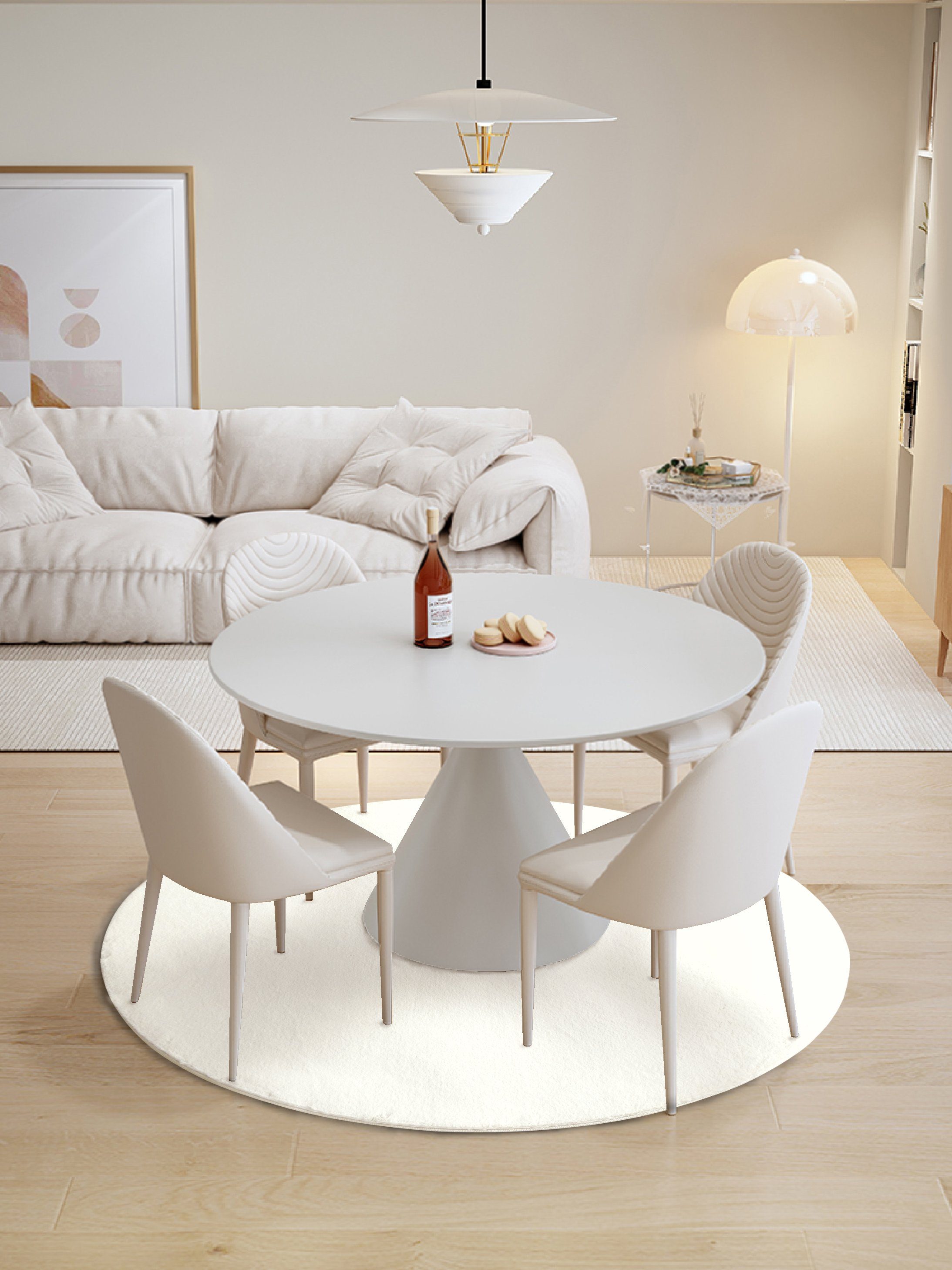 Fellteppich Balu, Nachhaltiger Kunstfell Teppich, Modern, Leonique, rund, Höhe: 20 mm, Kaninchenfell-Haptik, Langflor, Schlafzimmer, Wohnzimmer, Kinderzimmer