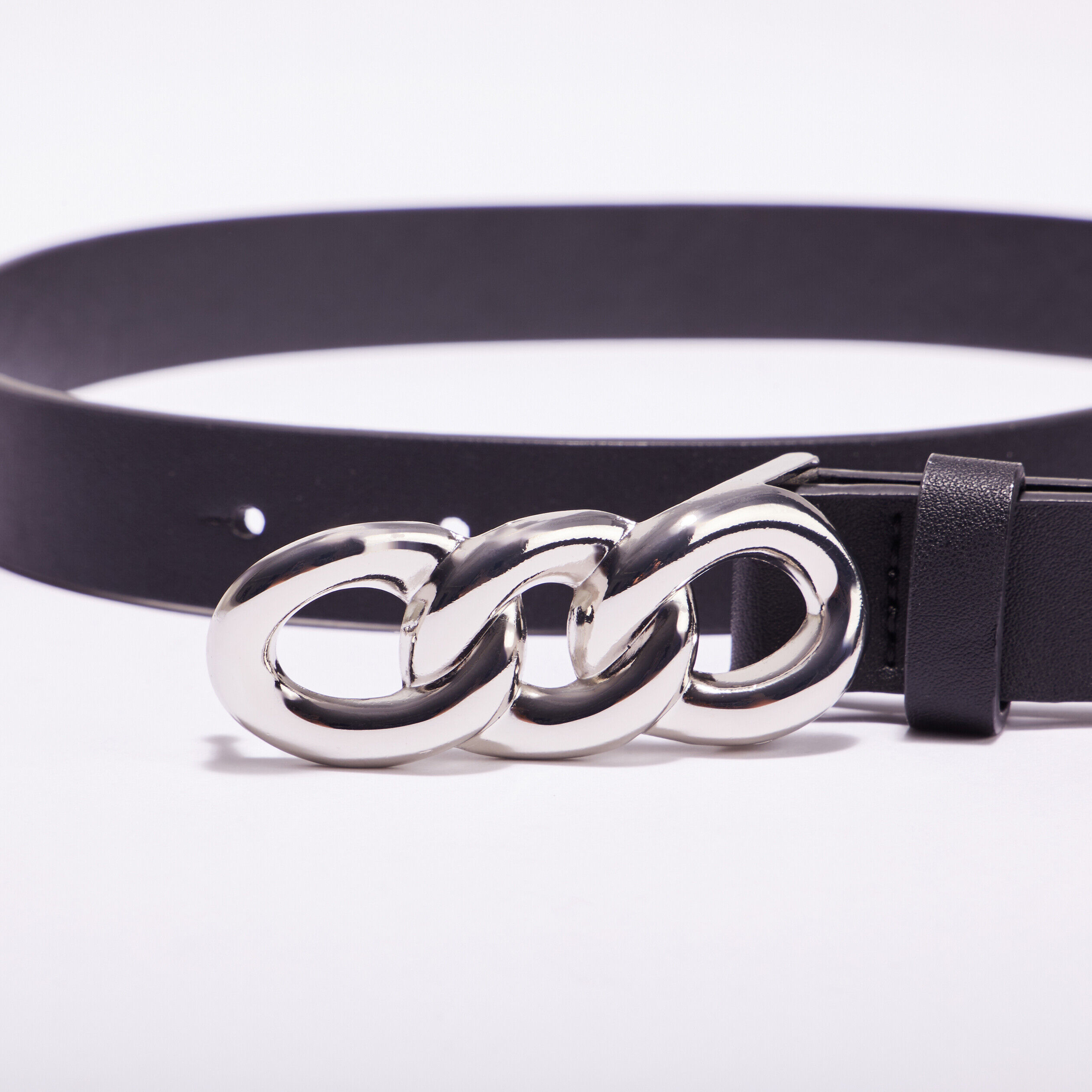 Ceinture fine 3 anneaux noir femme | Cache Cache