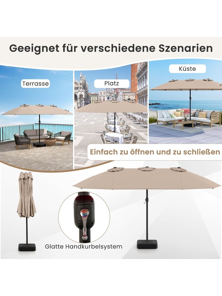 COSTWAY Doppelsonnenschirm mit Ständer 443x265cm in Braun günstig kaufen onesize