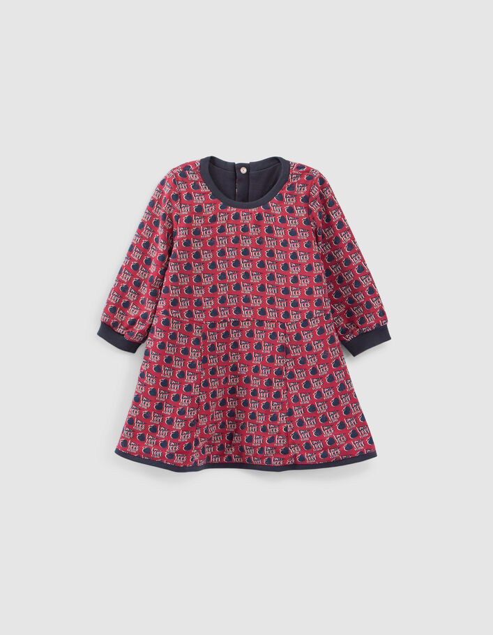 Robe réversible pommes-coeurs et marine bébé fille