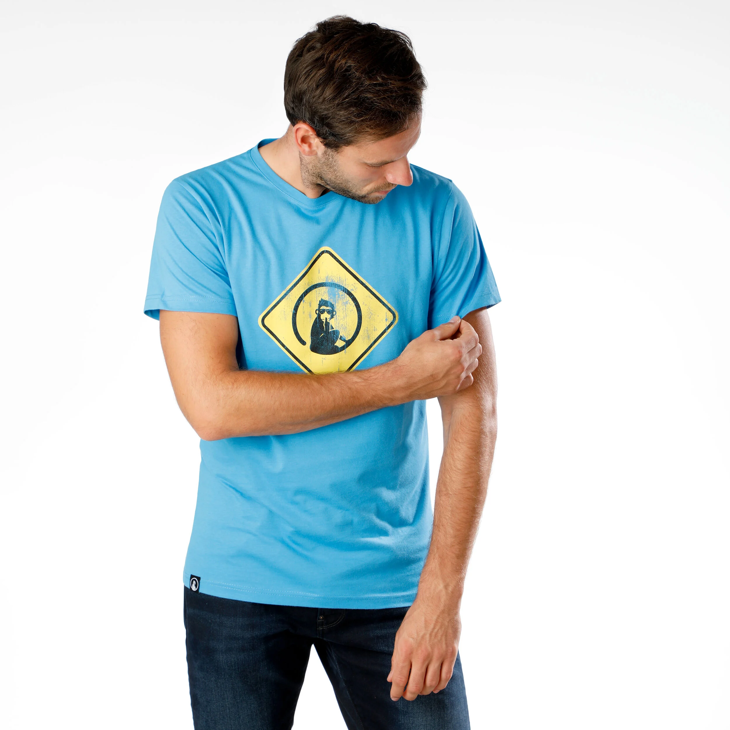 Australia Road Sign T-Shirt Herren - Blau, Gelb
