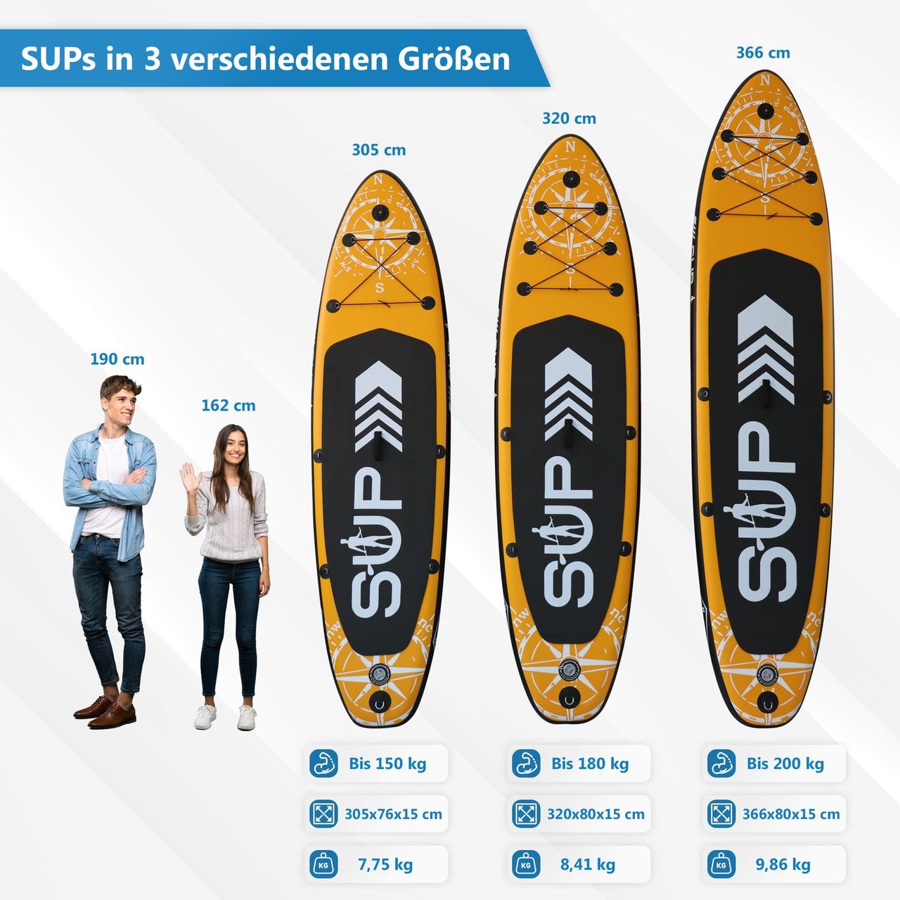 TroniTechnik 24MOVE® Standup Paddle Board SUP, inkl. Zubehör, Paddel und Hochdruckpumpe, ORANGE, 305x76x15cm