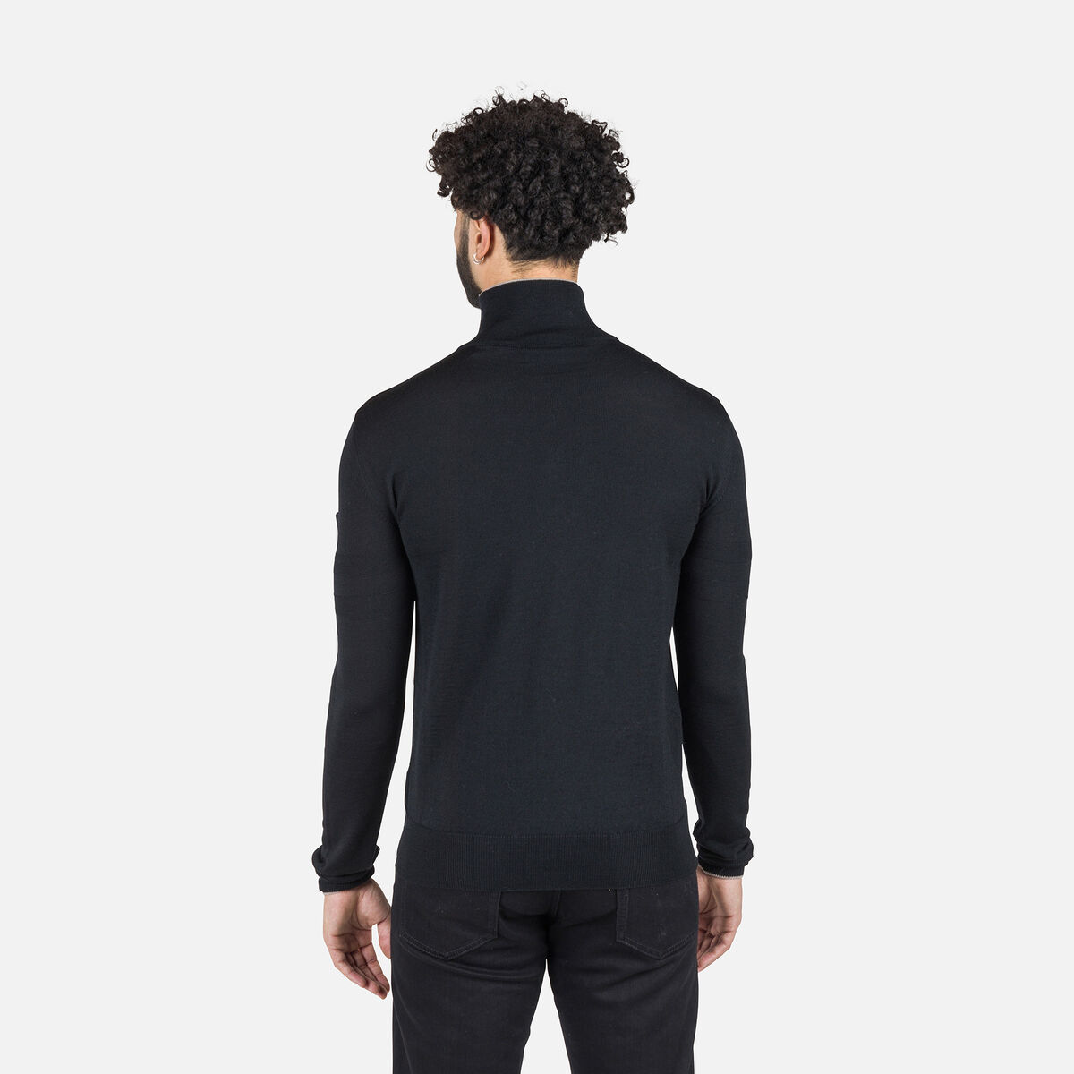 Gestreifter Herrenstrickpullover mit halblangem Reißverschluss