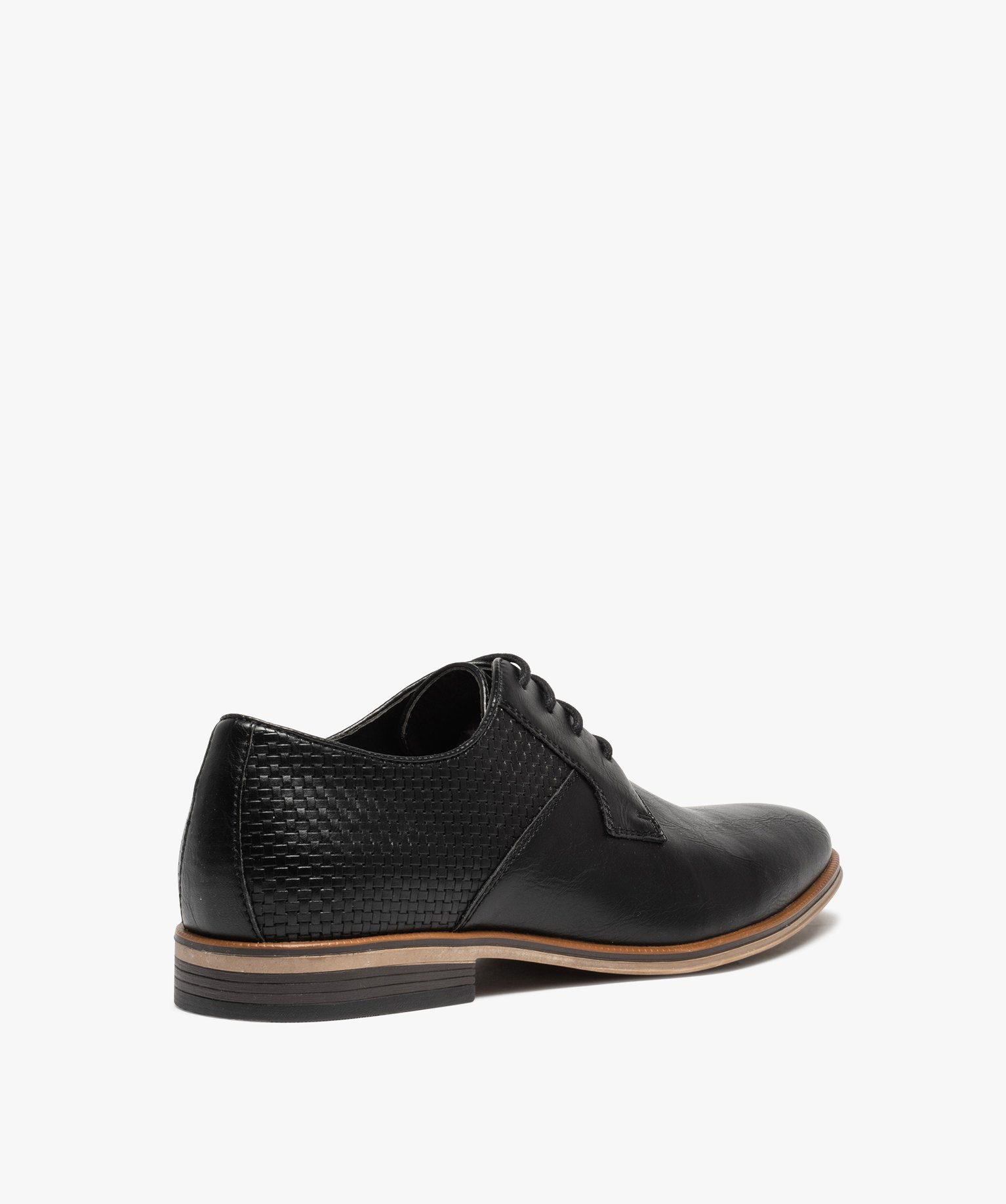 Derbies homme unis en matière lisse avec effet tressé noir | GEMO