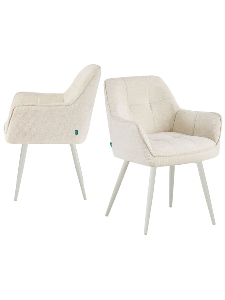 DUBI Möbel 2er-Set: Drehstuhl THOMAS-JILL in Cremeweiß - (B)61 x (H)82 x  (T)62 cm günstig kaufen onesize