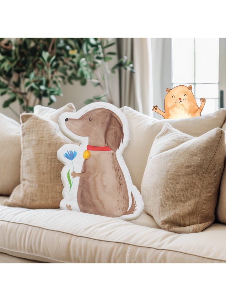 Mr. & Mrs. Panda Kissen Kuscheltier Hund Blume ohne Spruch in Weiß günstig kaufen