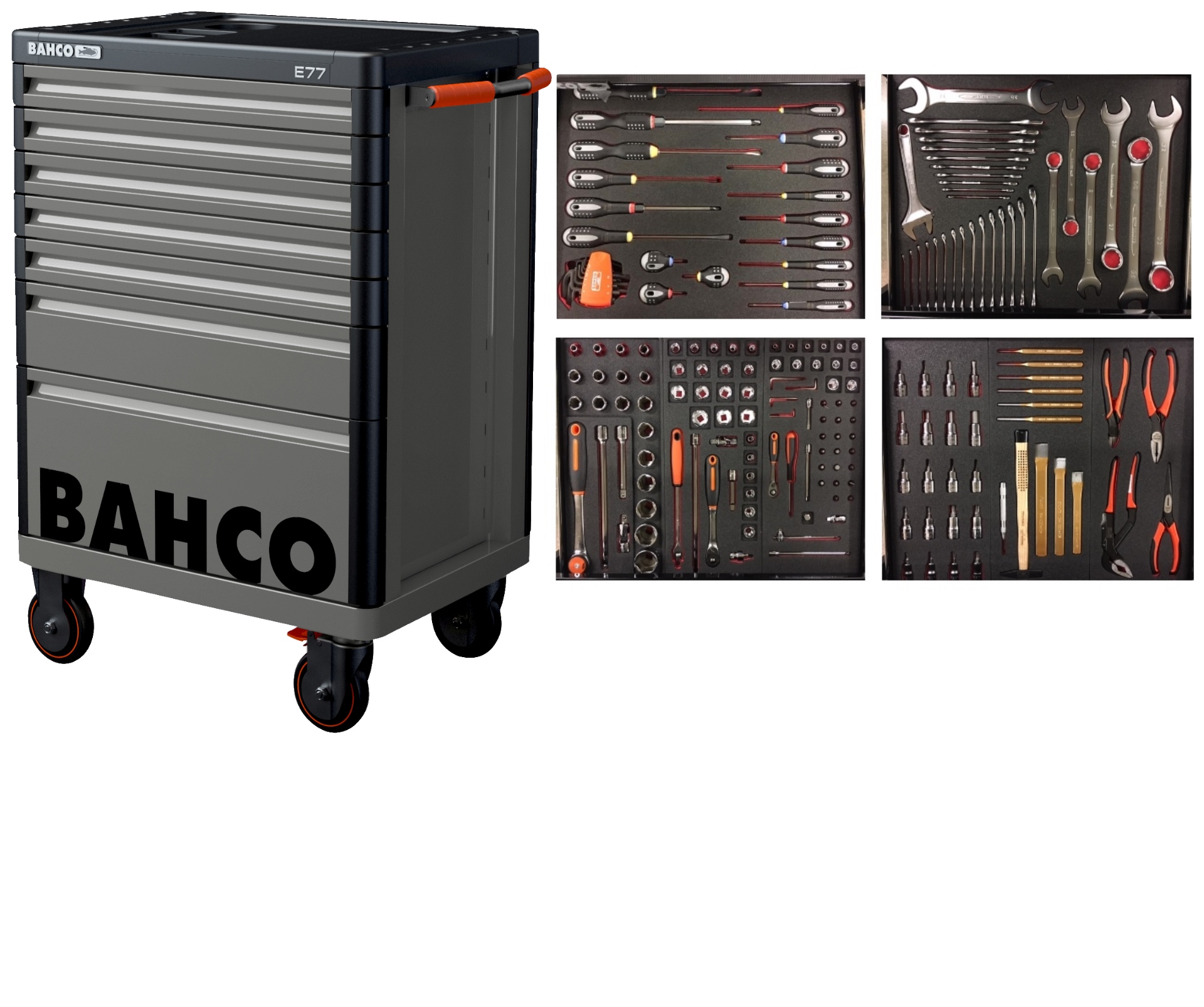 Bahco 1477K7GREY-FULL4 Tool trolley grey 190-piece