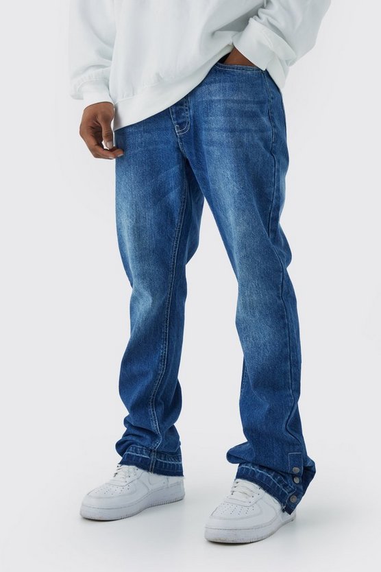 Slim-Fit Schlagjeans mit Druckknöpfen