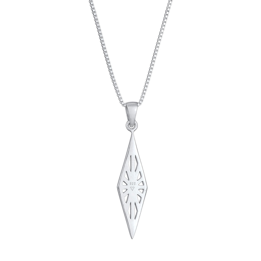 KUZZOI KUZZOI Collier Hommes pendentif losange ornement look usé en argent sterling 925 collier