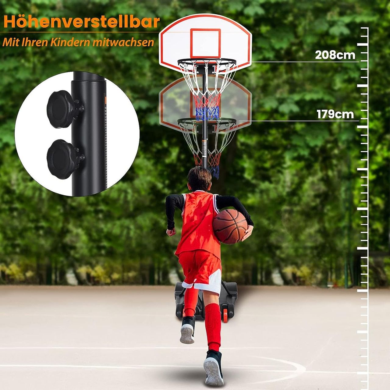 Costway Basketballständer 178-208 cm höhenverstellbar