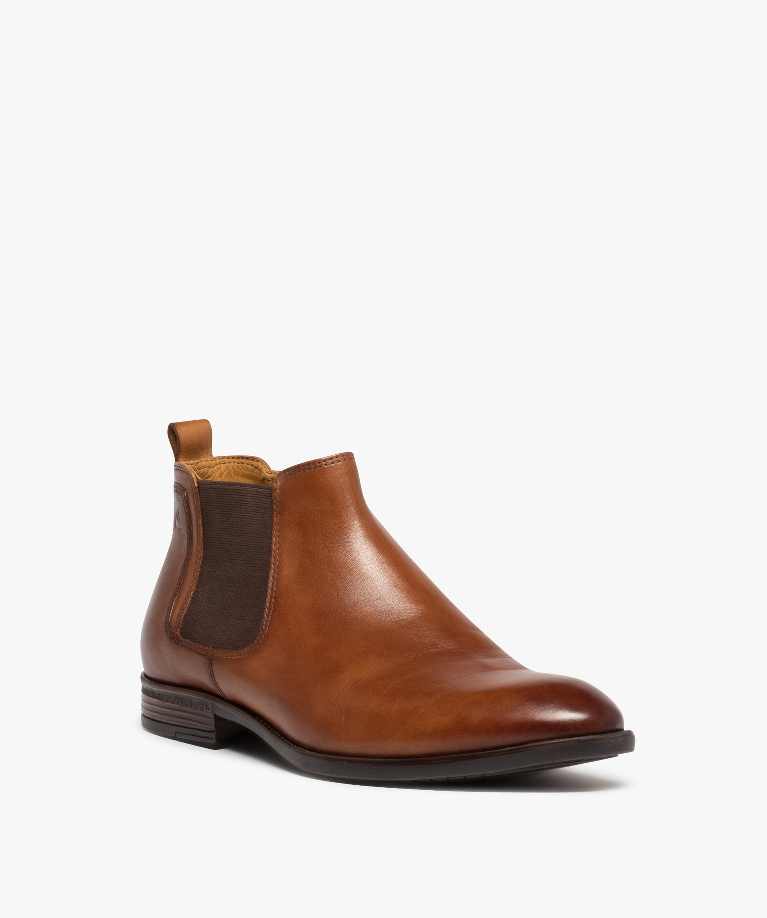 Boots homme dessus cuir uni – Pierre Cardin Diffusion camel | GEMO