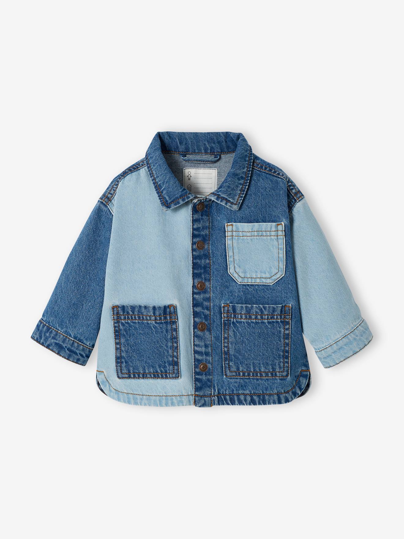 Veste en denim contrasté bébé stone