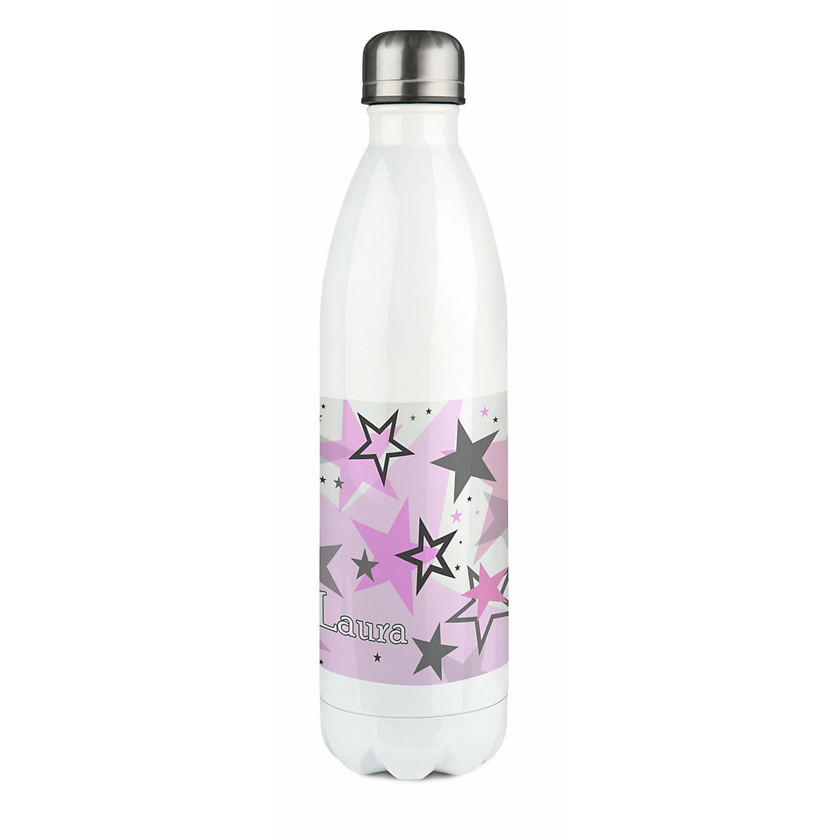 Edelstahl Kinder Thermoflasche / Trinkflasche bunt Sternenhimmel Farbe rosa grau Spülmaschinenfest, Auslaufsicher, Bruchfest, Doppelwandig, Für Heißgetränke geeignet, Mit Deckel, Isoliert