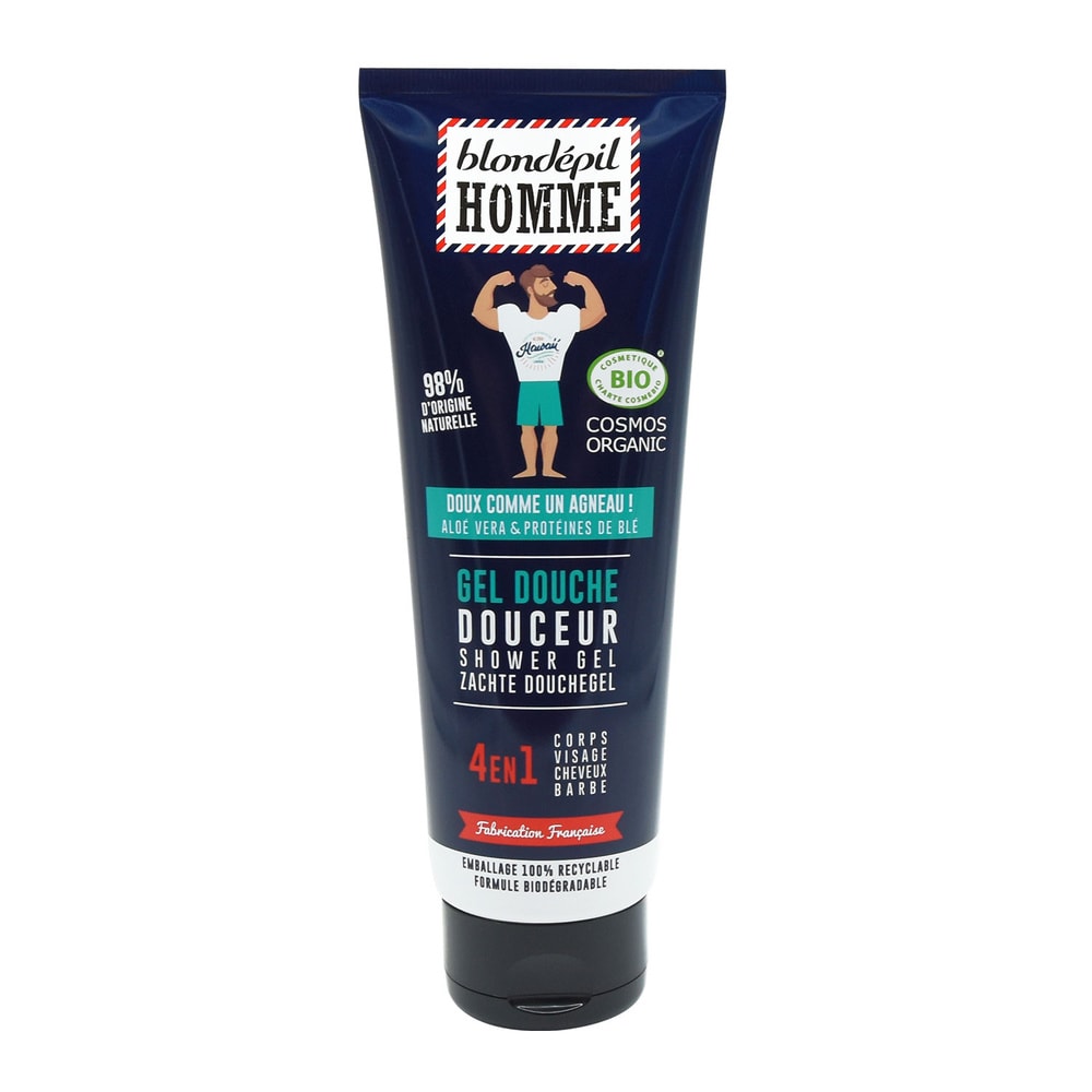 blondepil GEL DOUCHE DOUCEUR  4 EN 1  Corps, Cheveux, Visage & Barbe - Certifié BIO COSMOS Gel douche