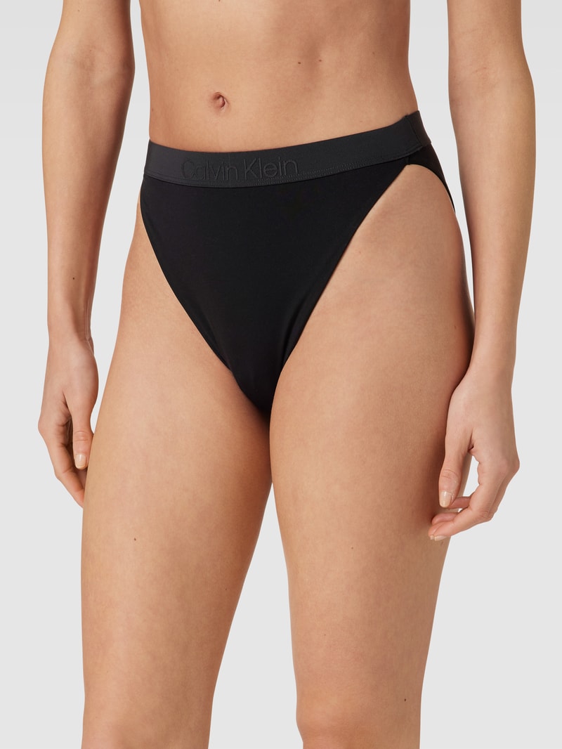 Bikini-Hose mit Logo-Bund in schwarz