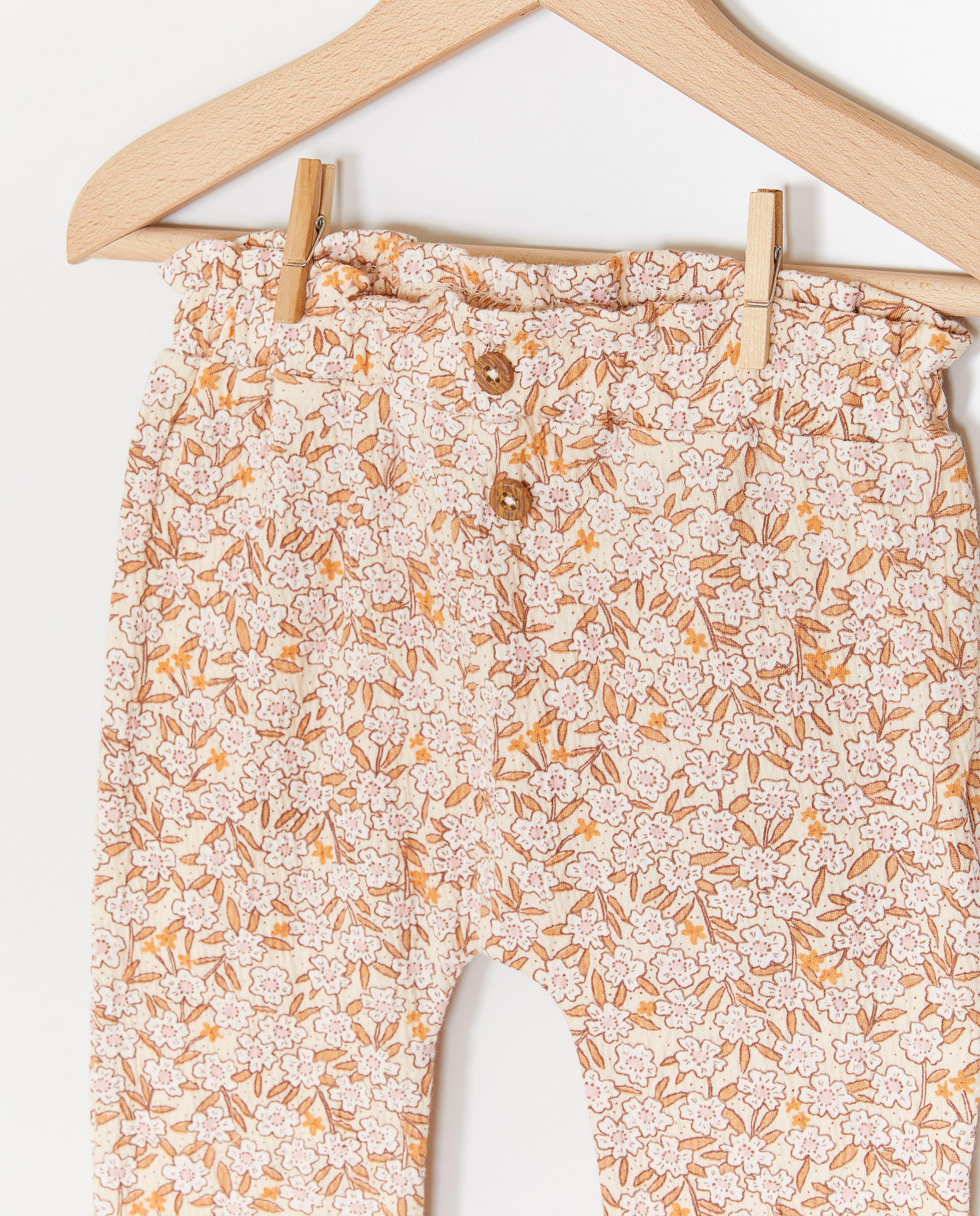 Pantaloni Feetje cu imprimeu floral portocaliu deschis