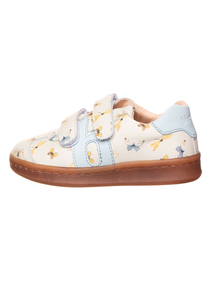 bisgaard Leder-Sneakers in Beige/ Hellblau günstig kaufen