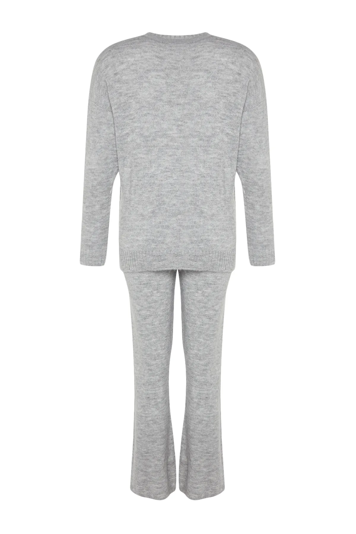 Trendyol Collection  Graues, weich strukturiertes Basic-Strickoberteil und -unterteil-Set TWOAW24AU00100