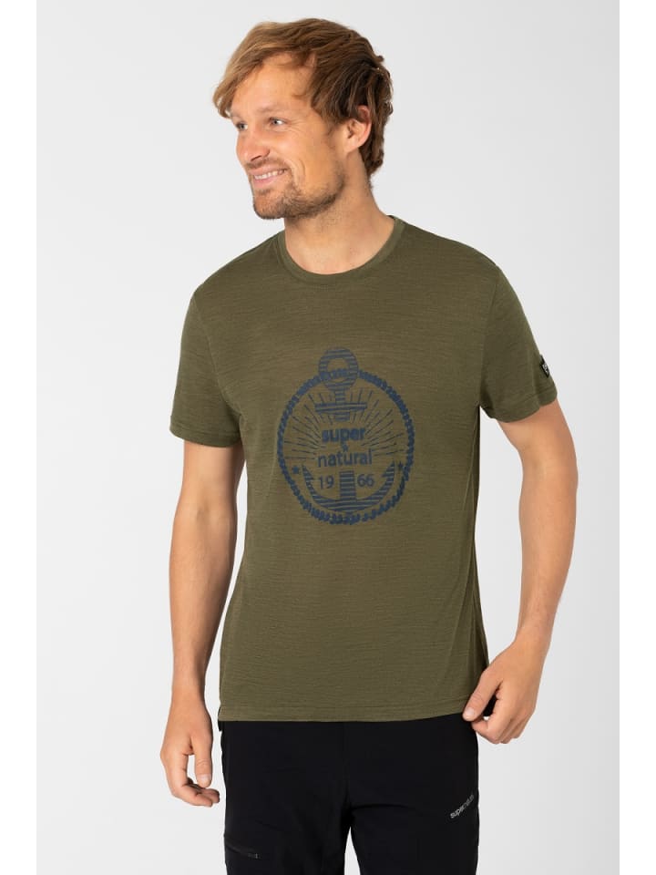 super.natural Merino T-Shirt M LEVANTE TEE in olivgrün günstig kaufen S