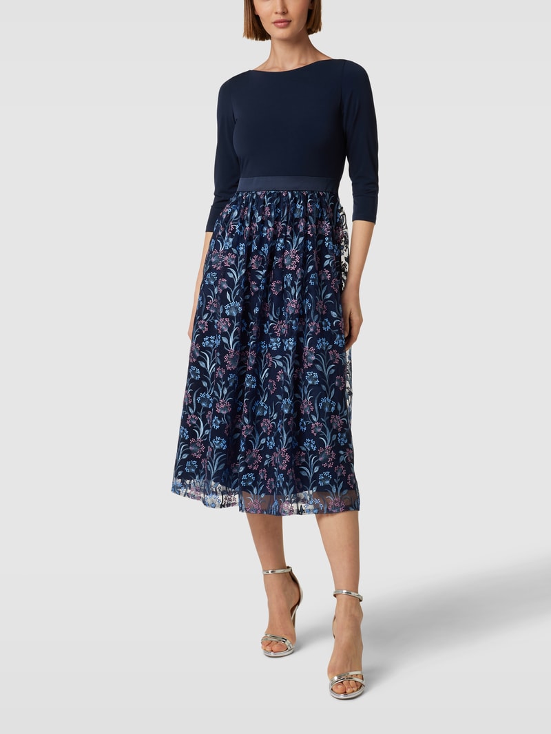 Blusenkleid mit Allover-Muster in dunkelblau