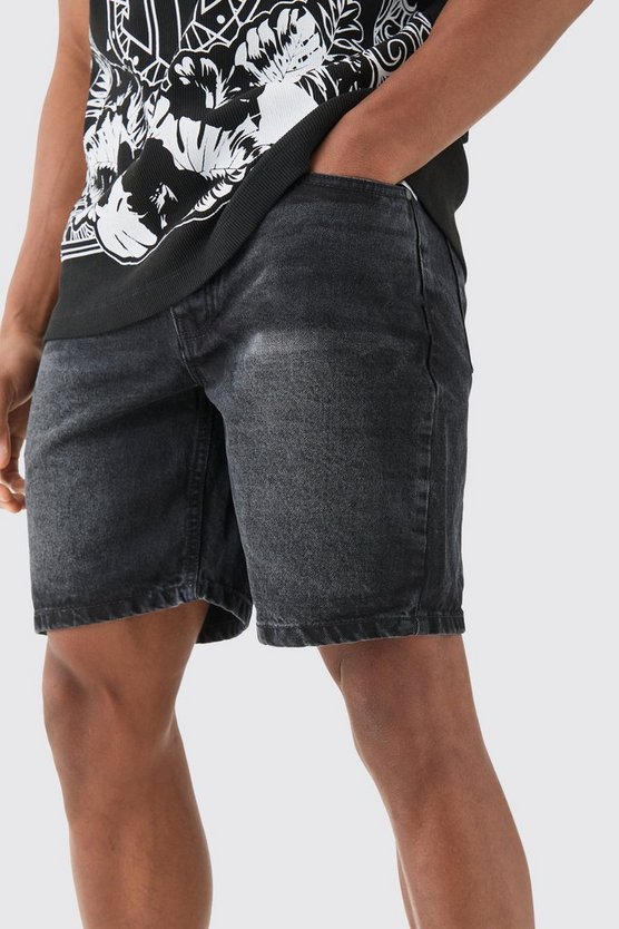 Slim-Fit Jeansshorts in Grau