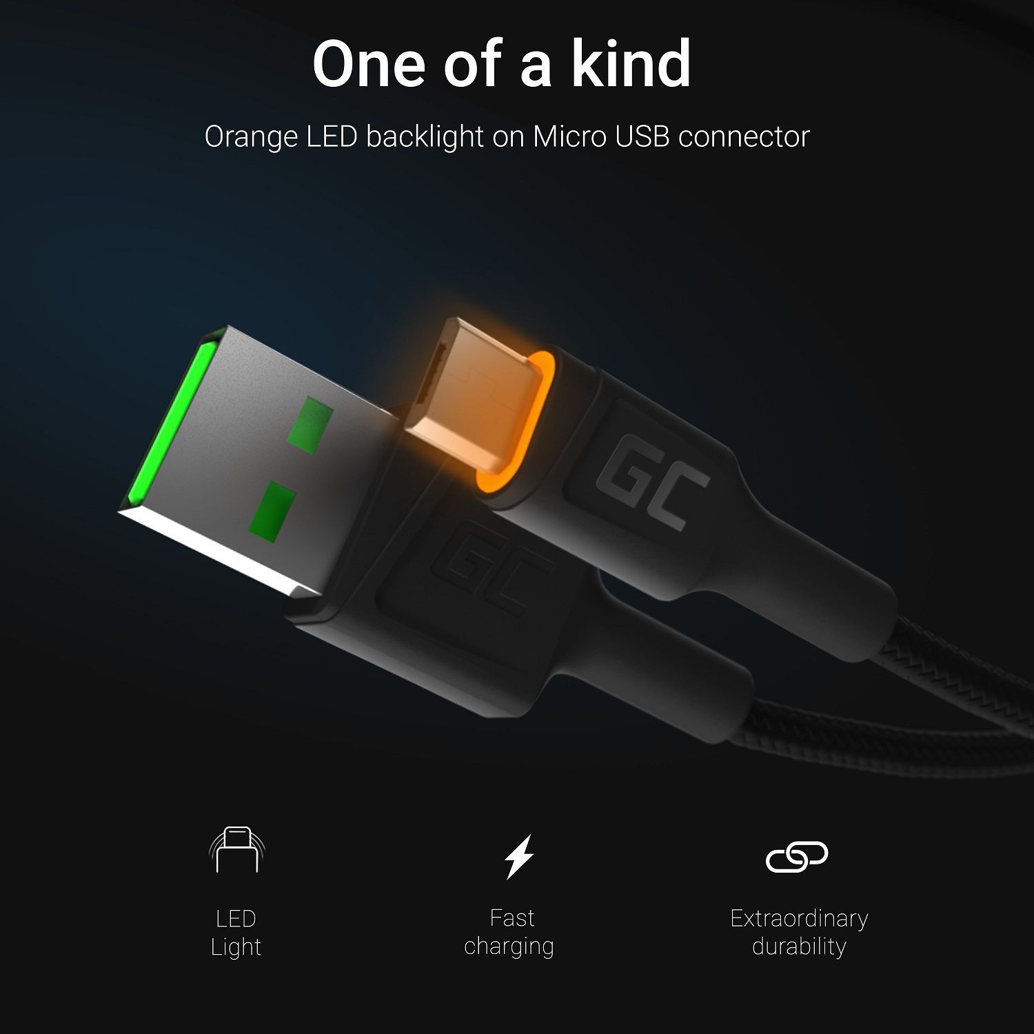 Green Cell KABGC11 2 Meter microUSB Schnellladekabel
