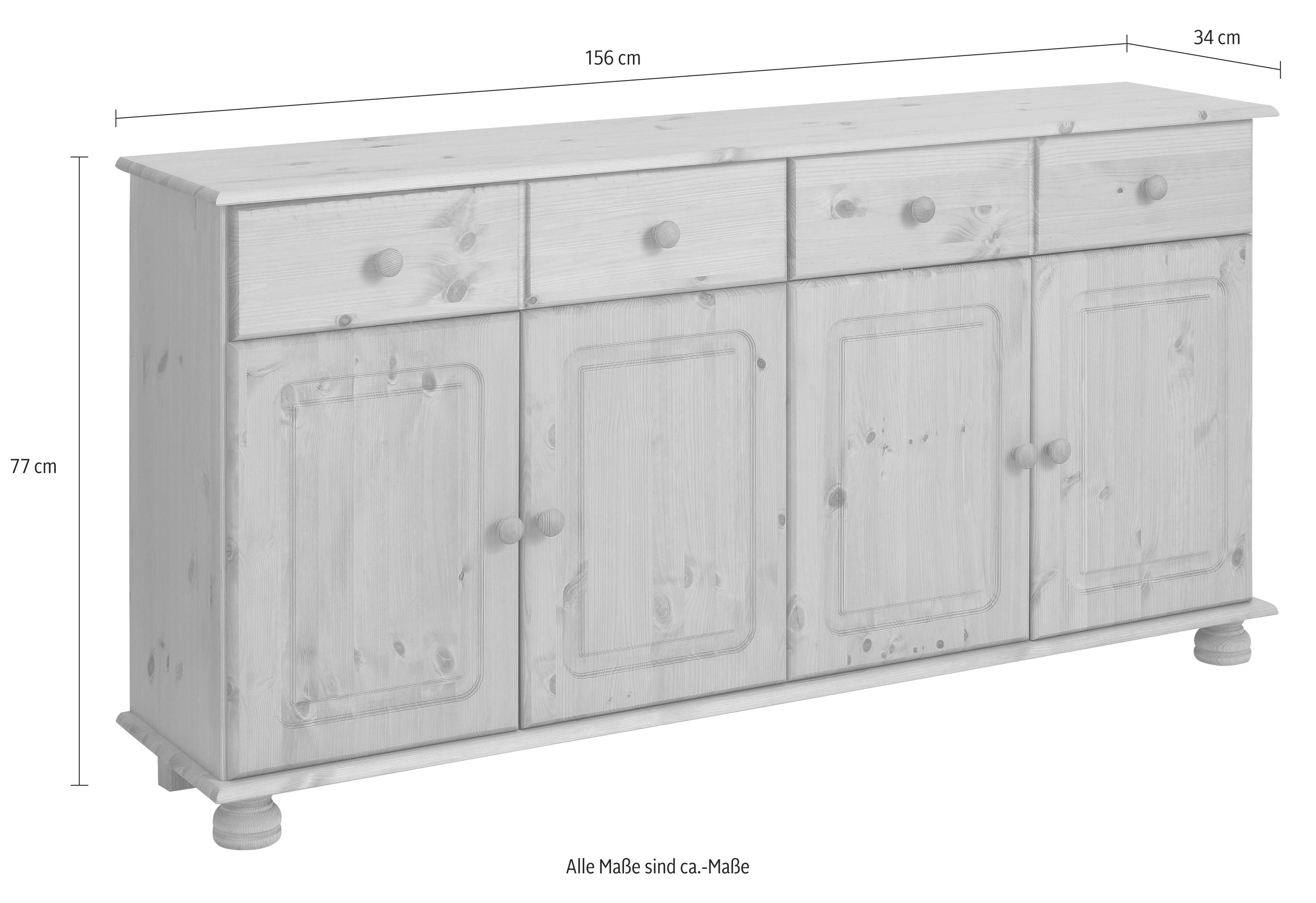 Home affaire Sideboard Mette, aus massivem Kiefernholz, in weiteren Farbvarianten, Breite 156 cm