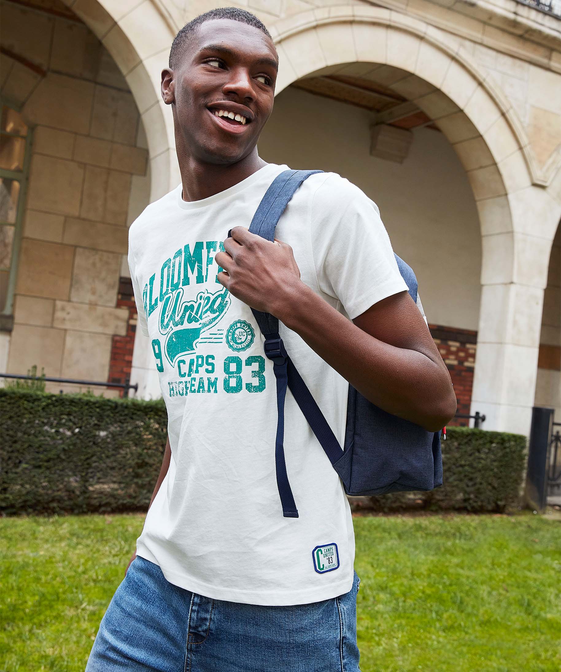Tee-shirt homme à manches courtes avec inscription - Camps ... blanc | GEMO