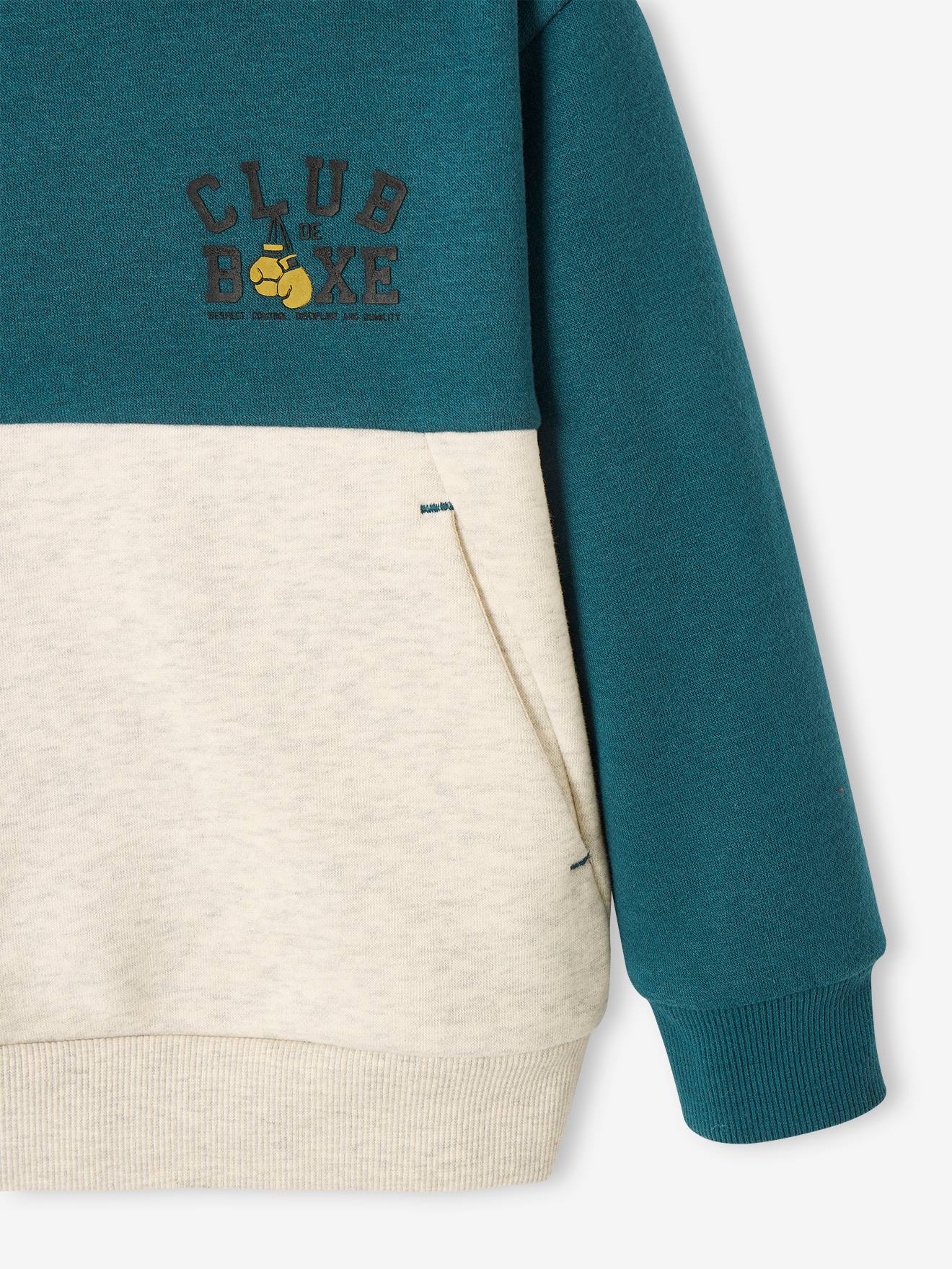 Sweat à capuche colorblock sport garçon bleu fonce