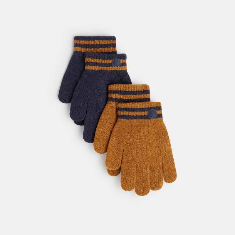 Gants rayés extensibles (lot de 2) bleu garçon