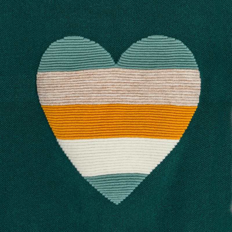 Pull motif cœur vert Fille